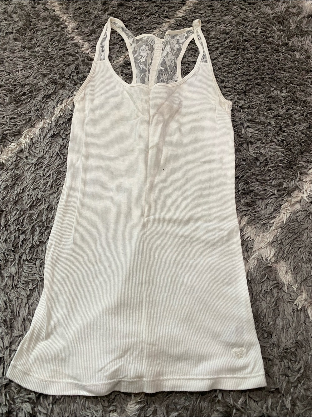 American Eagle Outfitters White Ribbed Lace Racerback Tank